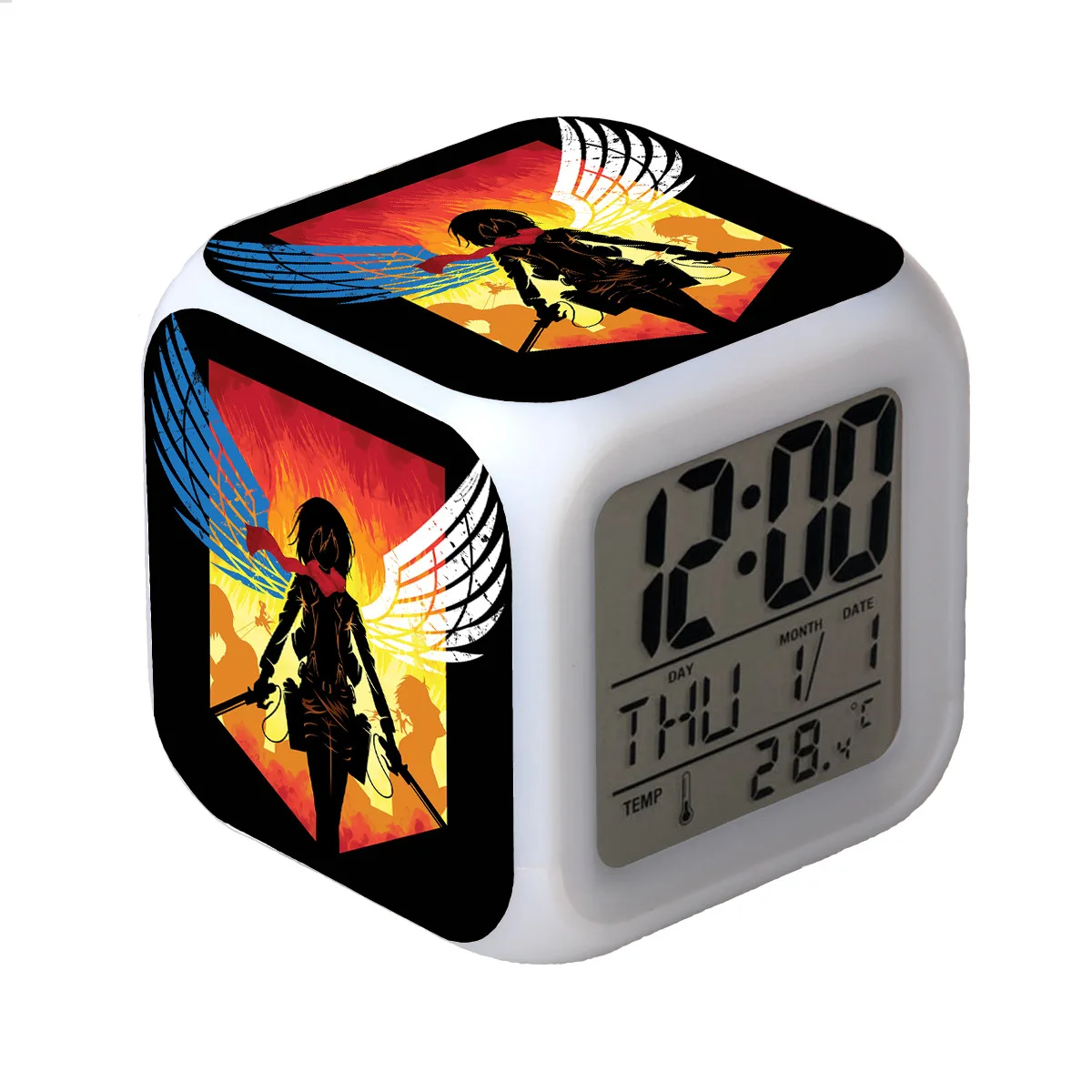 

Attack On Titan Eren Jaeger Mikasa Ackerman Action Figure Clock Shingeki No Kyojin Rivaille Alarm Clocks Glowing Toy For Child
