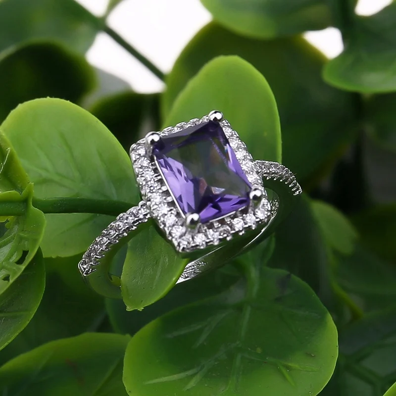 Кольца с белым/желтым/фиолетовым/голубым/зеленым/розовым кристаллом для женщин