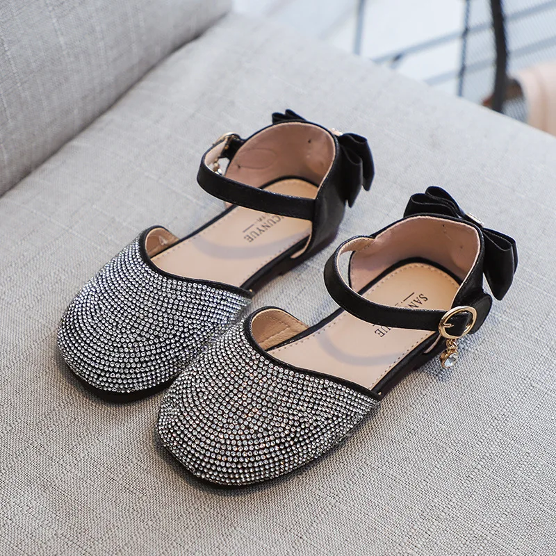 

Size 2-11 Year Fashion Rhinestones Big Girls For Kids Sandals 2020 New Summer Bow Little Girl Princess Shoes Childrens Sandals