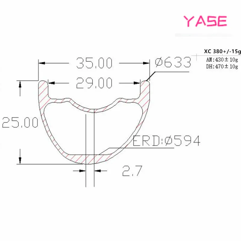 Комплект колес YASE 29er из углеродного волокна для горного велосипеда Размеры 35x25 мм