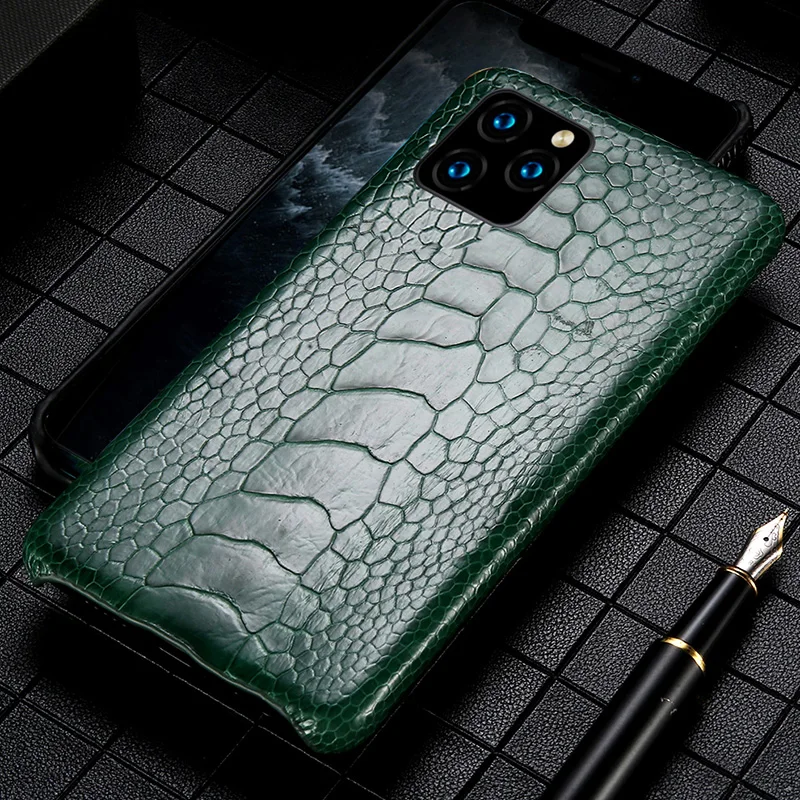

Genuine Ostrich Foot Leather Case For iPhone 13 14 Pro Max 12 Mini 12 11 Pro MAX X XS Max XR 6 6s 8 7 Plus SE 2020 Luxury Cover