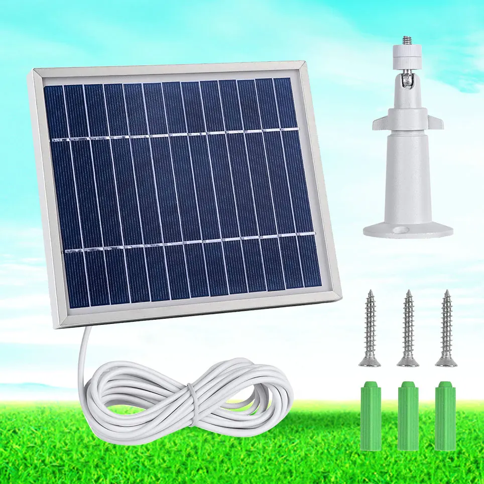 

2021 Solar panels are suitable for Arlo pro and Arlo Pro 2, about 3.1m outdoor power charging line and adjustable bracket