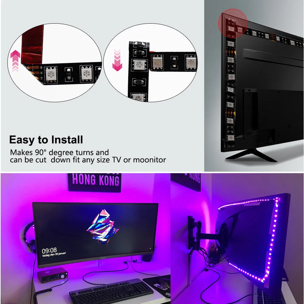 Светодиодная лента 5 В 5050 RGB 50 см 1 м 2 3 4 м|Светодиодные ленты| |