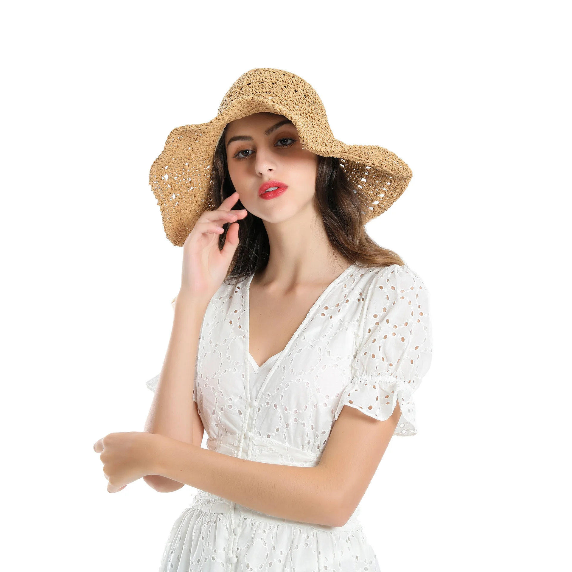 2019 новая ручная крючком полый чистый цвет сто с пляжной шляпой солнце целованная