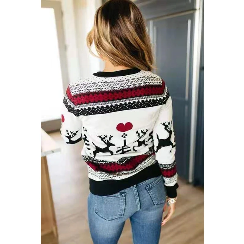 Новинка женские толстовки с рождественским принтом одежда топ длинными рукавами