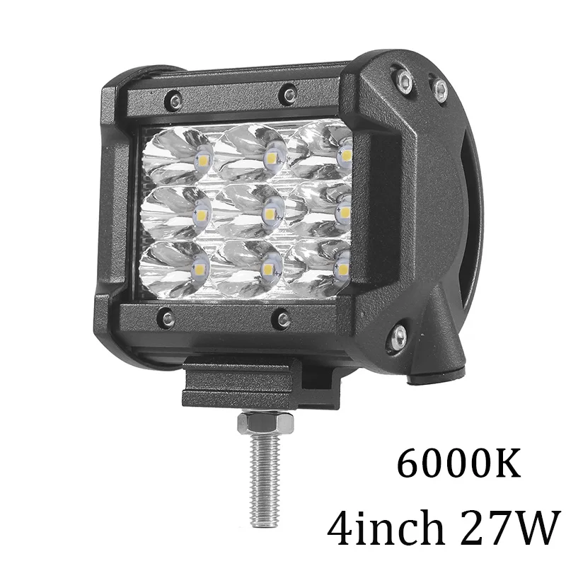 

ECAHAYAKU 2pcs 4 Inch 27W Car Led Light Bar IP68 6000K Spot Beam for Offroad Boat 4WD Police car Rescue vehicle 12V/24V LED Lamp