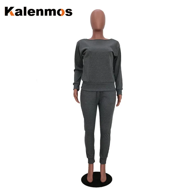 

Two Piece Set Women Knitted Sweater Set Long Sleeve Ribbed Top Pencil Pants Suit Active Wear Tracksuit Fitness Outfit Streetwear