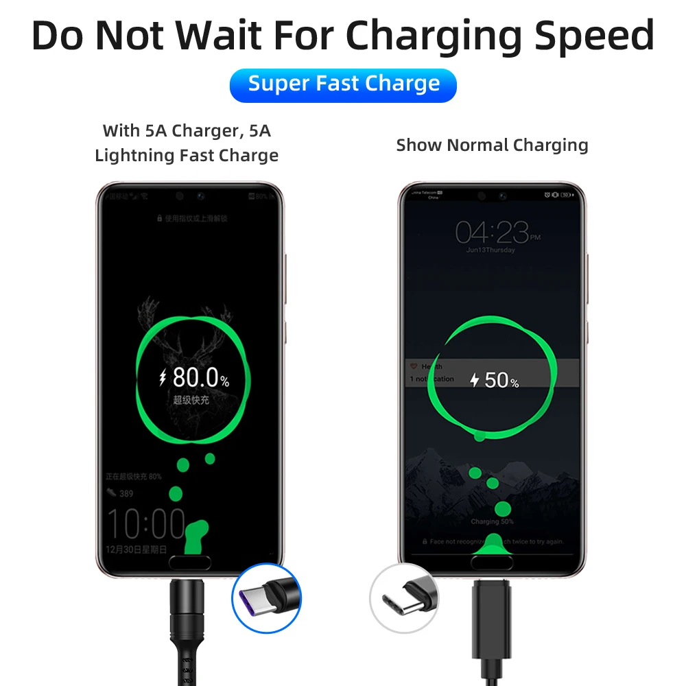 Зарядный кабель USB Type C 5 А для Huawei P30 P20 Mate 20 Pro|Кабели мобильных телефонов| |