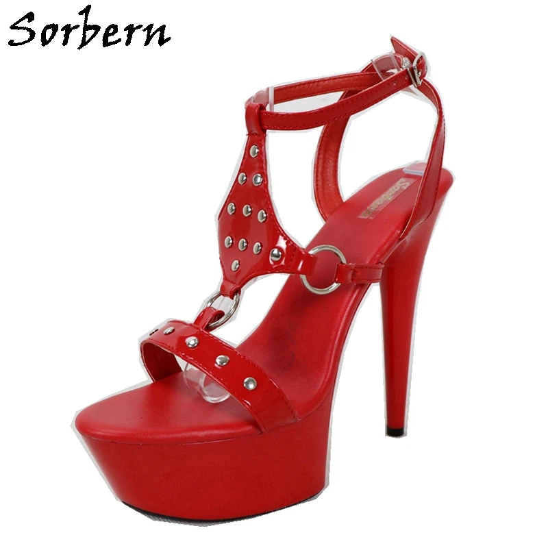 Sorbern/босоножки с ремешками на лодыжках высокой платформе красные каблуки