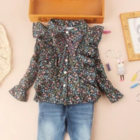 fashion shirts for teenage girls flower print button blouses toddler girl fall clothes cotton children ruffle sleeve tops 2 16y