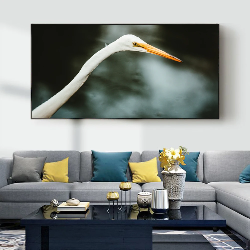 

Animal landscape oil painting long beaked migratory bird art canvas painting living room corridor bar home decoration mural