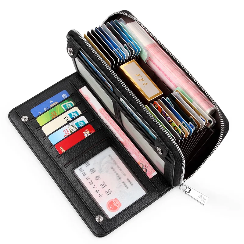 WILLIAMPOLO Luxury Brand Genuine Leather men Wallets Long Zipper phone case Purses Tassel Design High capacity Money Bag