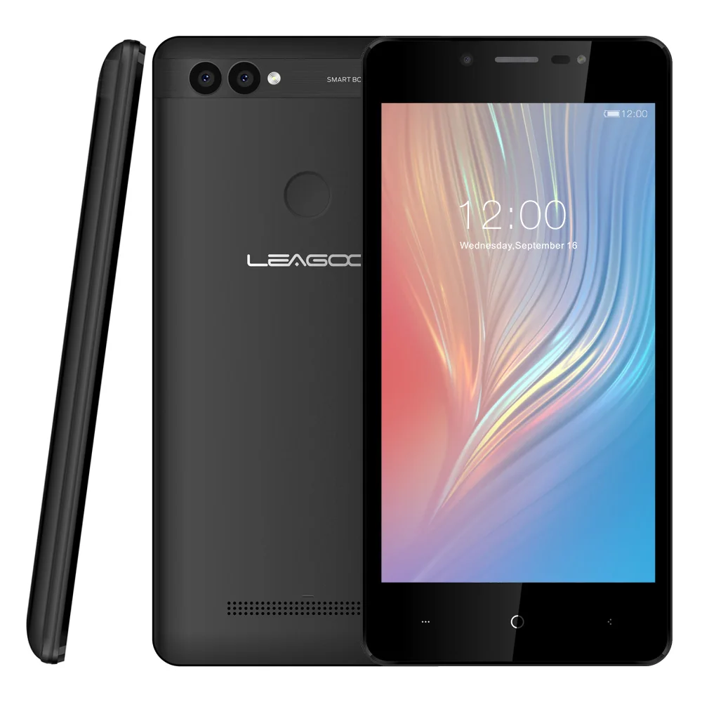 Мобильный телефон LEAGOO POWER 2, Android 8,1, 5,0 дюйма, HD ips, 2 Гб ОЗУ, 16 Гб ПЗУ, четырехъядерный процессор MT6580A, двойная камера, сканер отпечатков пальцев, ID, 3g, смартфон - Цвет: Black