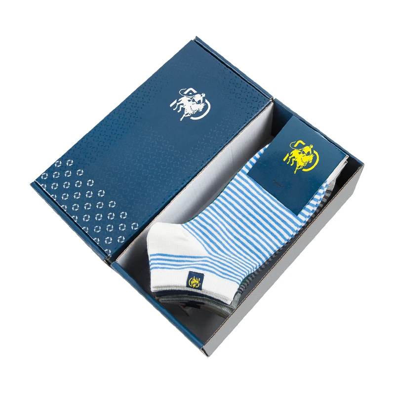 Fashion casual Calcetines Hombre summer men's socks striped anti-odor breathable men's socks gift box 5 double pack