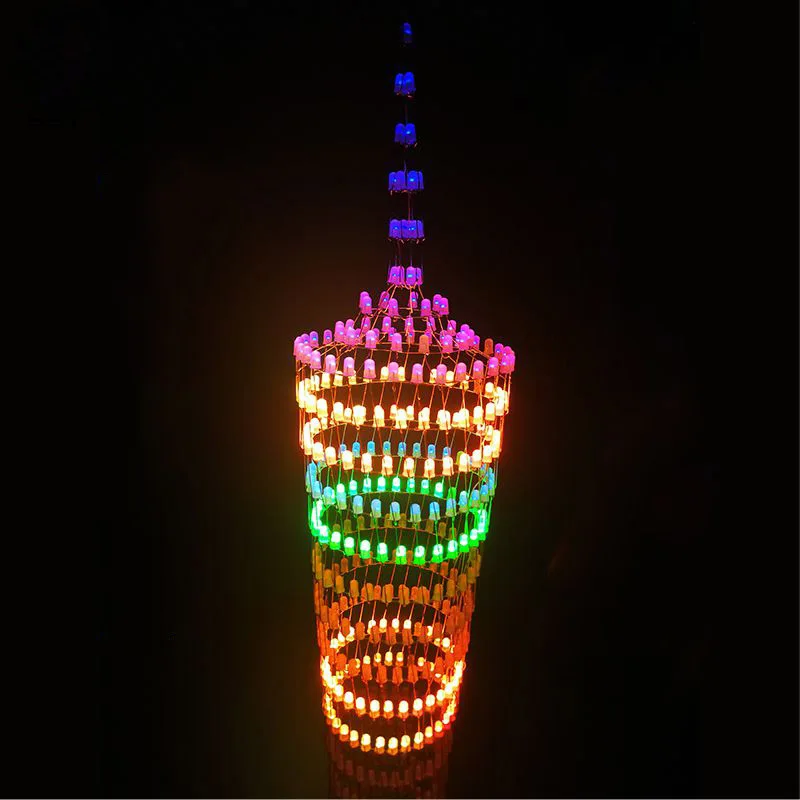 Koop Kleurrijke Canton Tower Elektronische Diy Kit 32 Lagen * 32 Kolommen Led Licht Kubus Bluetooth-Compatibel Muziek Ppectrum Spelers