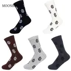 Носки мужские длинные с 3d-рисунком, хлопок, забавные мультяшные, в стиле Харадзюку, деньги, доллар, весна