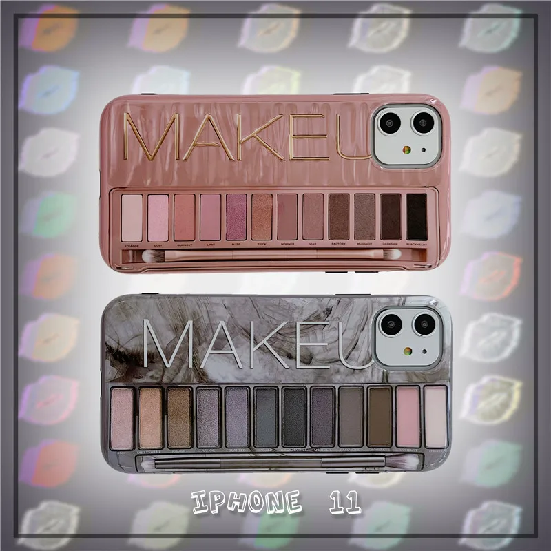 Роскошный сексуальный чехол для макияжа MAKEU eye shadow box для iPhone 6, 6s, 7, 8 Plus, X, XS, MAX, XR, 11 Pro, цвет телесного цвета, тени для век, чехол из розового золота