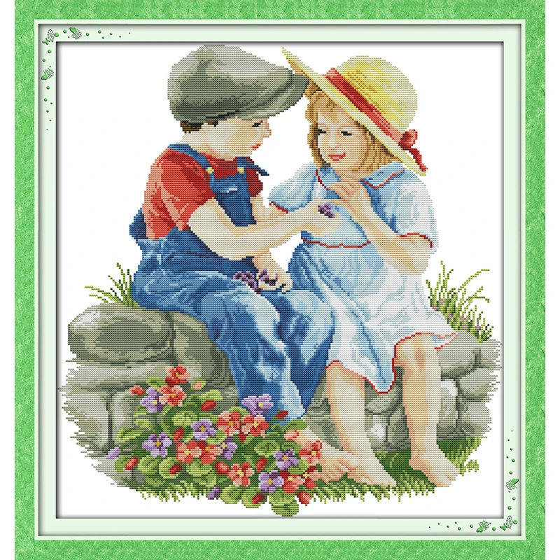 

Joy Sunday Innocence (3) Chinese Cross Stitch Kits Ecological Cotton Stamped Printed 14CT 11CT DIY Wedding Decoration For Home