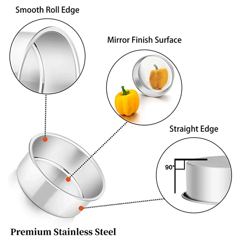

4 Inch Small Cake Pan Set of 4, Baking Round Cake Pans Tins Bakeware for Mini Cake Pizza, Quiche, Non Toxic & Healthy