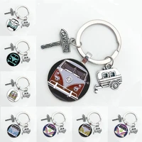 new retro hippie peace sign van bus keychain fashion mens womens wallet bag car pendant key chain ring holder jewelry gift