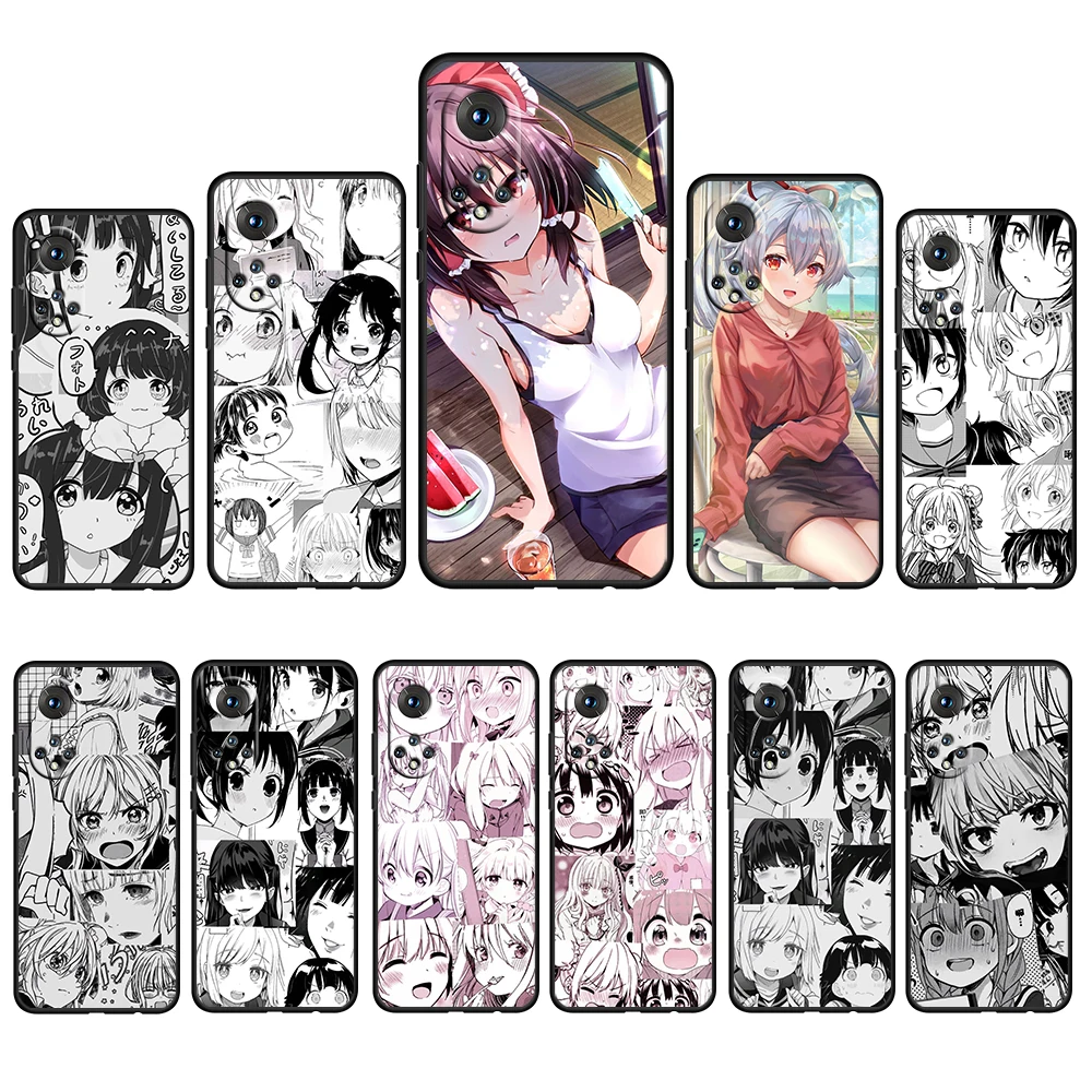 

Cute Cartoon Girl Comics For Honor 50 30 V30 View 20 20E X20 Play5 5T Magic3 Pro Plus SE Lite 5G Black Soft Phone Case