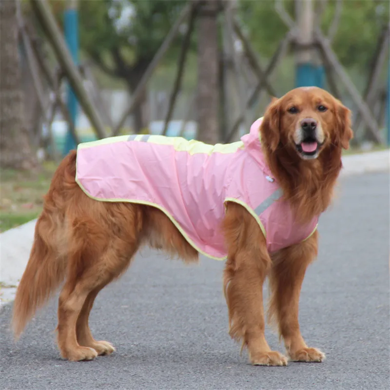 

Dog Raincoat Hoodie Jumpsuit for Dogs Reflective Raining Coat Golden Retriever Accessories Dog Raincoat Waterproof Plus Size
