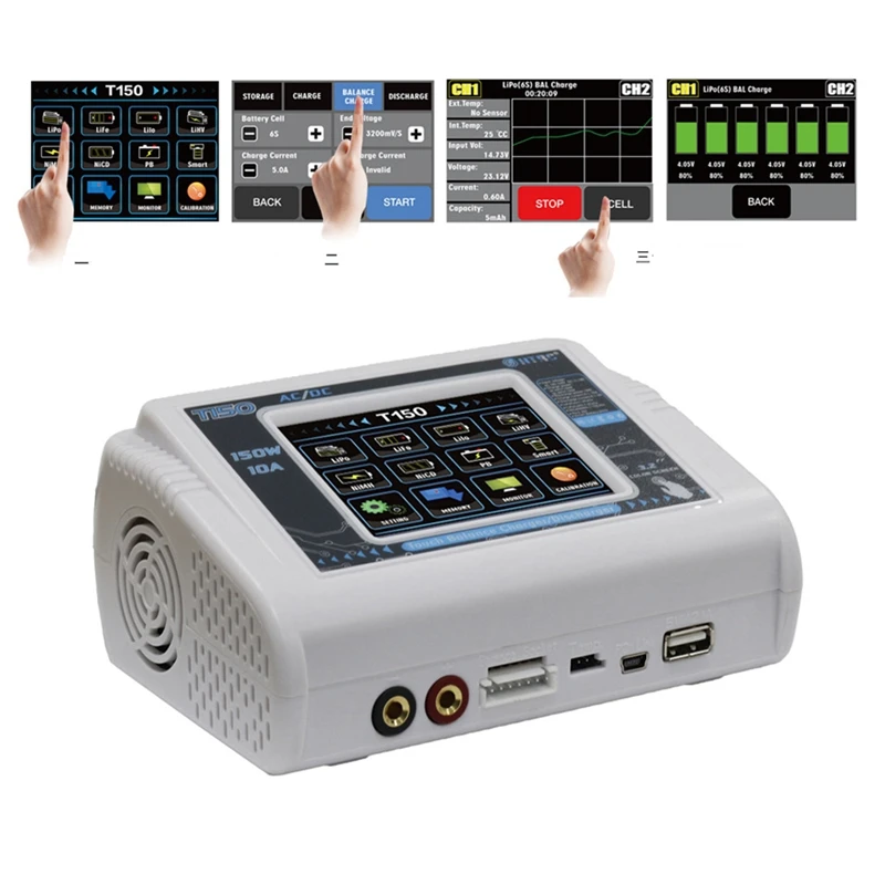 HTRC 150W AC/DC 10A Balance Charger T150 Smart Discharger for Lilon/LiPo/LiFe/LiHV/NiCd/NiMH/PB Battery EU Plug | Игрушки и хобби
