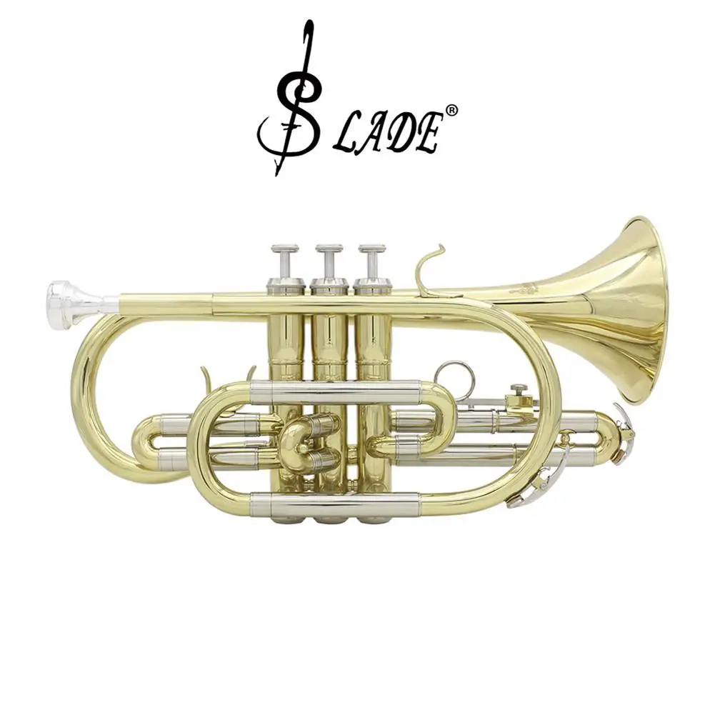 SLADE Профессиональный Золотой Bb cornet Silve ключ латунный инструмент с Чехол перчатки, Чистящая салфетка кисти