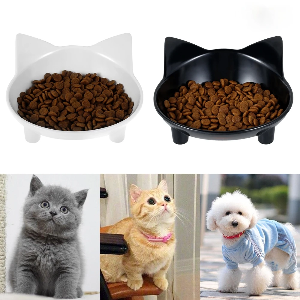 

Милая миска для питомцев, для кошек, в форме ушек, подача воды пищи, широкая миска, нескользящая, для хранения, посуда, белый, черный, для питом...