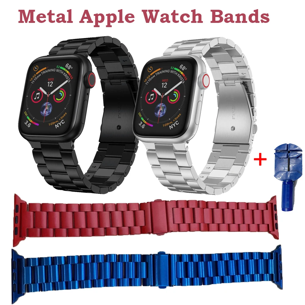 

Ремешок из нержавеющей стали для Apple Watch Band 44 мм 40 мм 42 мм 38 мм, металлический браслет для iWatch Series SE/6/5/4/3/2/1 с инструментами