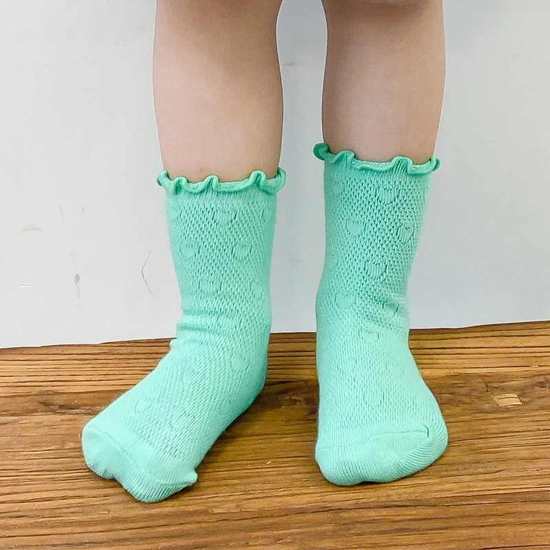 

4 Pairs Lot Kid Girl Cotton Lace Long Socks Spring Summer Toddler Children White Ruffle Princess Mesh Thin Sock Baby Accessories