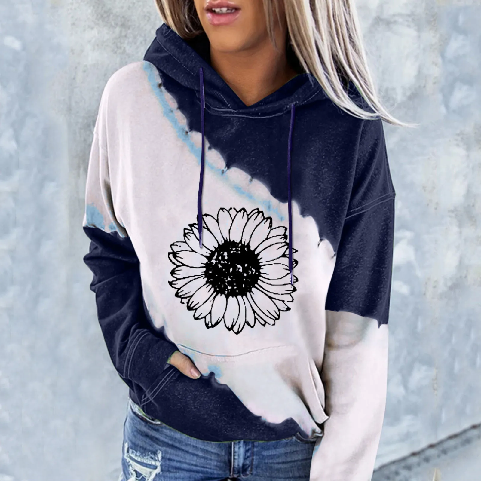 

Womens Pullover Oversized Hoodie Casual Color Matching Printing Pocket Long Sleeve Casual Oversize Sweatshirts Moletom