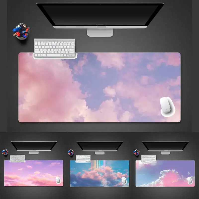 

starry sky cloud pink gray Locking Edge Mouse Pad Game Desk Table Protect Game Office Work Mouse Mat pad
