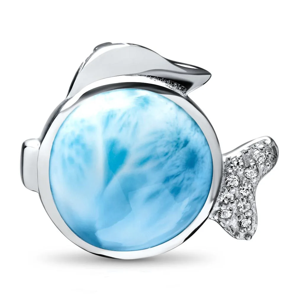 Однотонные 925 Серебряные 100% настоящие ювелирные изделия Larimar драгоценный камень