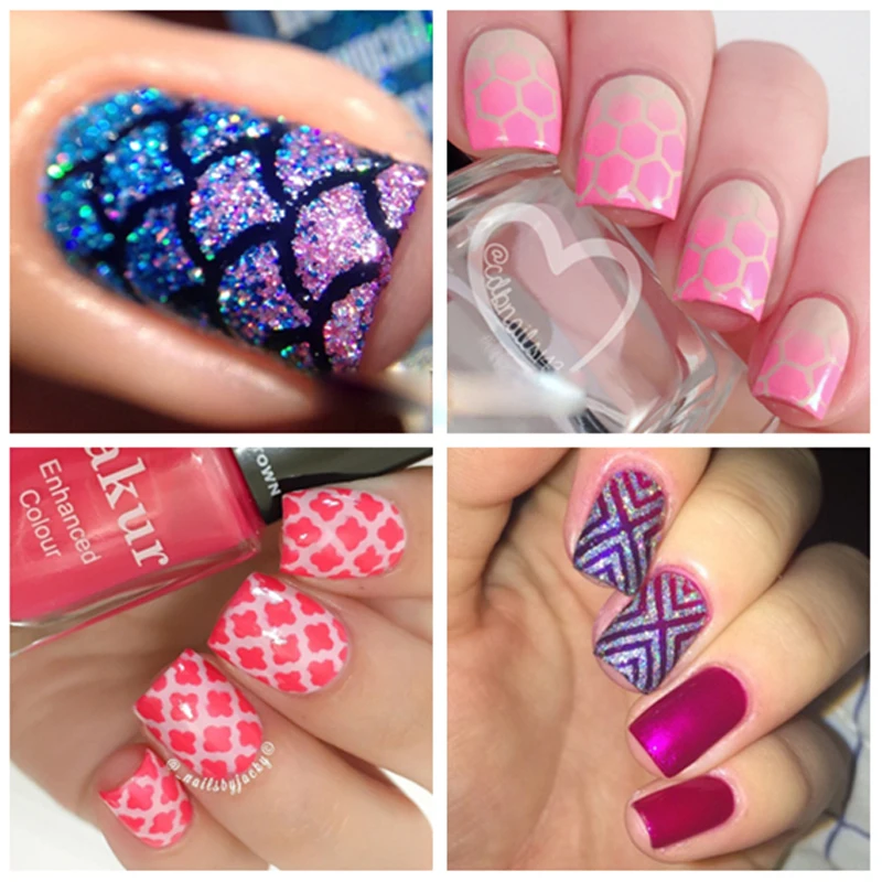 

3/4/5/6PCS Print Nail Art Sticker Template Sticker Stencils Hollow Flower Stamping Nail Decals Airbrush Stencils Stickers