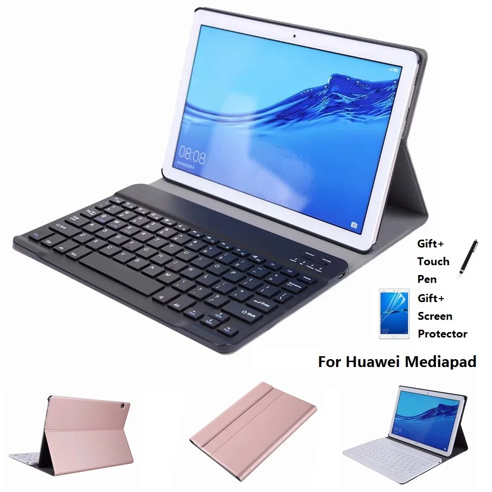 Чехол с Bluetooth клавиатурой для Huawei Mediapad T3 9 6 T5 C5 10 1 M5 M6 8 MatePad 4|Чехлы планшетов и