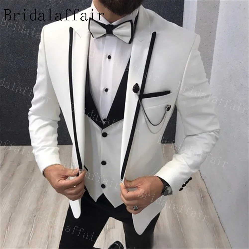 Индивидуальный пошив Розовые Костюмы Bridalaffair 2019 Черные смокинги с лацканами
