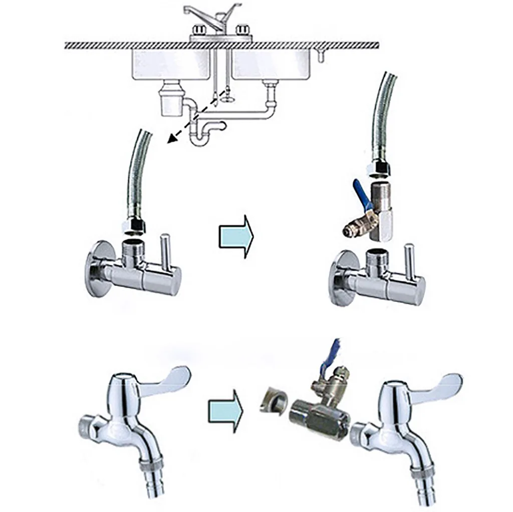1/2 до 1/4 дюймов RO фильтр подачи воды адаптер шаровой кран обратного осмоса
