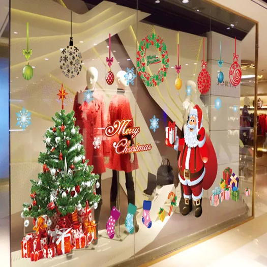 

Daifa School Kindergarten Shop Window Christmas Decoration Christmas Tree Santa Claus