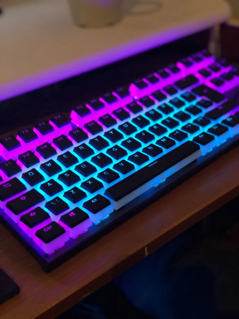 Цветная(RGB) 104 PBT двойной выстрел пудинг 2 слоя прозрачный с подсветкой колпачки для Механическая игровая клавиатура MX Настенные переключатели