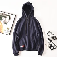 2021 autumn and winter comfortable cotton terry hooded sweater men s japanese style simple casual solid color pullover hoodie