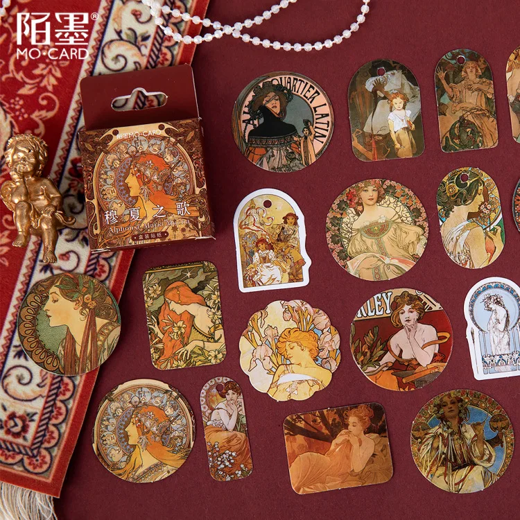 Средневековый Ретро Alphonse Мария песня самоклеющиеся мини наклейки декоративные