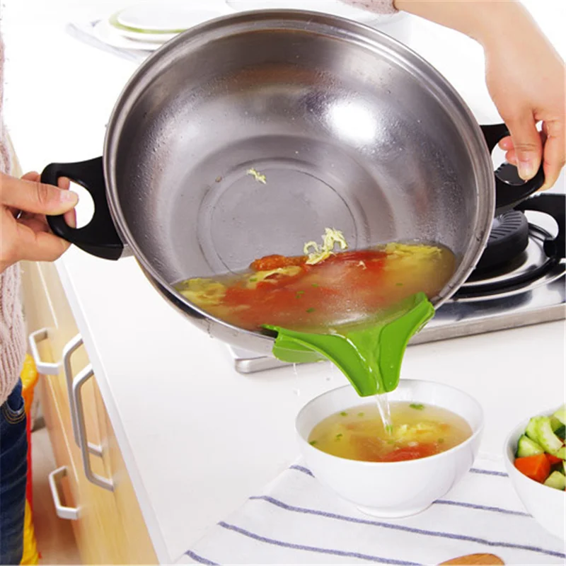 

Gadgets Anti-Spill Silicone Slip On Pour Soup Spout Funnel For Pots Pans And Bowls Jars Home Kitchen Tool Kitchen Accessories