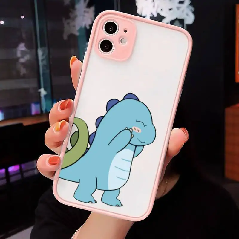 

Cartoon dinosaur couple friends Phone Cases matte transparent For iphone 7 8 11 12 plus mini x xs xr pro max cover