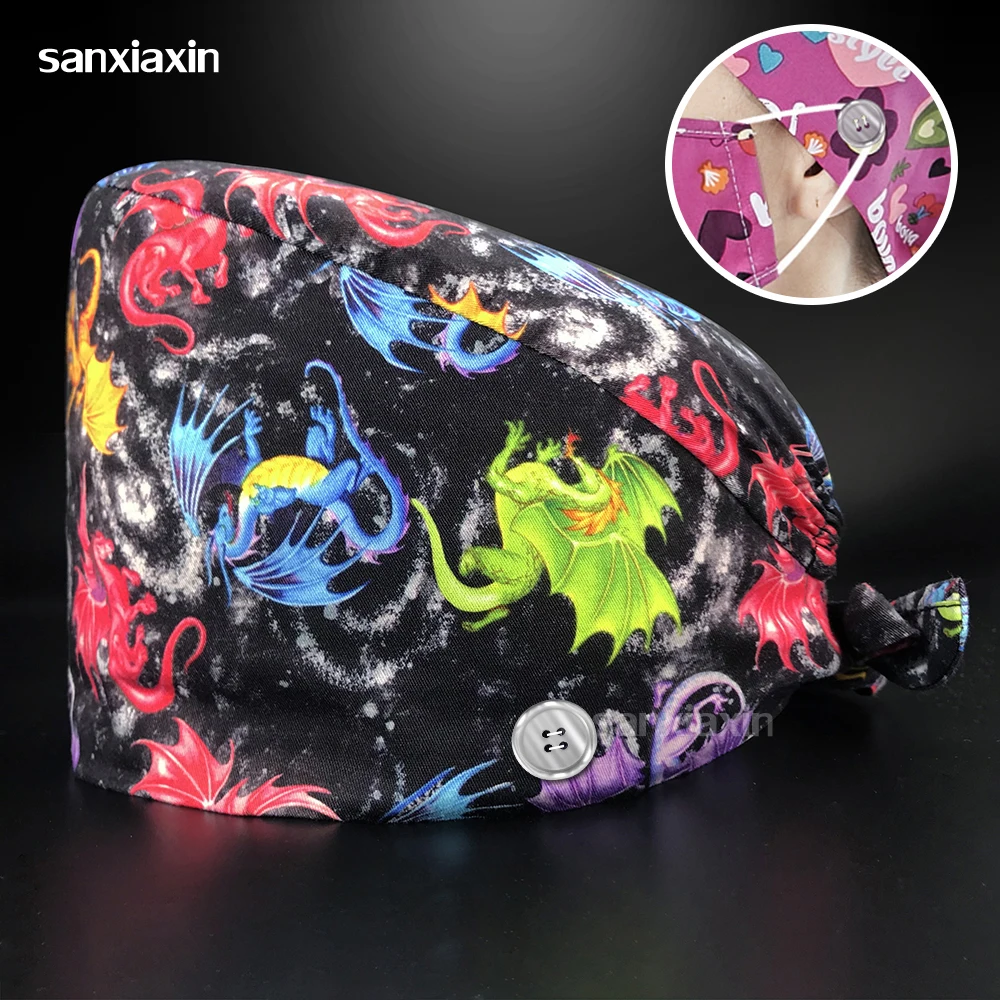 

Высококачественная мягкая шапка с цветочным принтом для медсестер, впитывающее пот полотенце для обертывания головы, хирургическая шапка ...