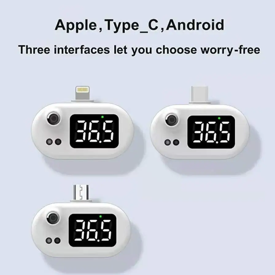 

USB Smart Thermometer LED Display Mini Mobile Phone Thermometer Non-contact Infrared Thermometer with Type-C Joint for Phones