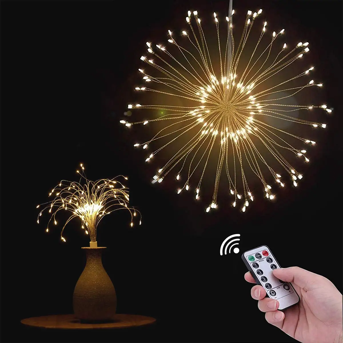 Фестиваль подвесные гирлянды Starburst 100-200 светодиодов DIY фейерверк медная Фея гирлянда Рождественские огни Открытый мерцающий свет