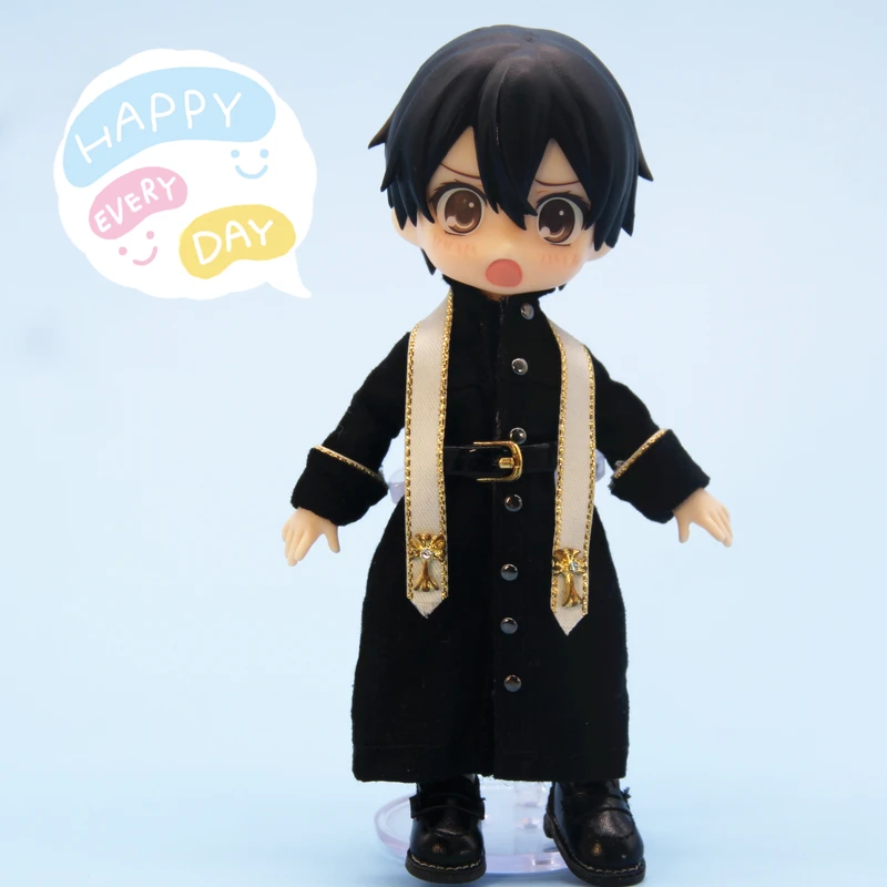 

New 16cm BJD Ob11 Doll Clothes Black Priest Robe Suit Cosplay 1/12 Dolls GSC PD9 Molly Universal Accessory Toys