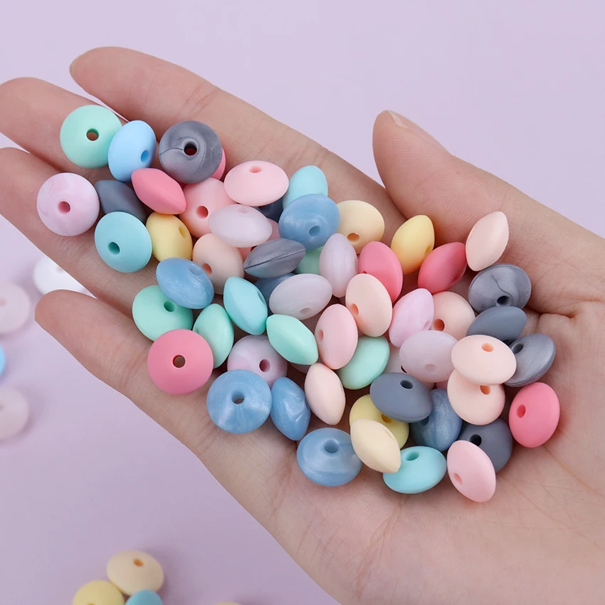 

10PCS Lentil Silicone Beads 12mm Food Grade Rodent BPA Free DIY Baby Pendant Necklace Baby Teether Pacifier Kid Products