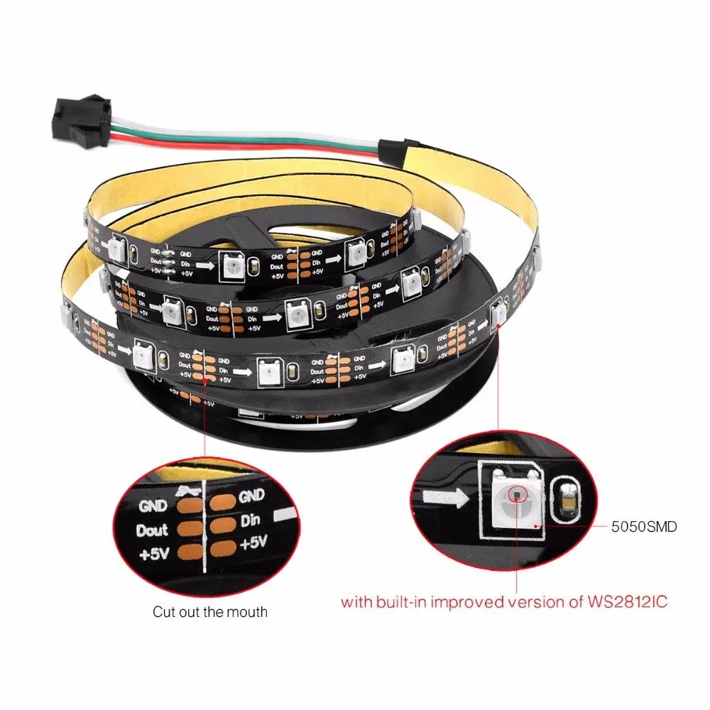 WS2812B Pixel LED Strip USB Smart APP Bluetooth Music Controller Kit Individually Addressable RGB Light 28Keys Remote | Освещение
